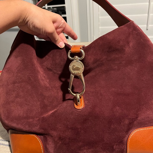 Dooney & Bourke Burgundy and Tan Hobo Bag - Picture 3 of 15